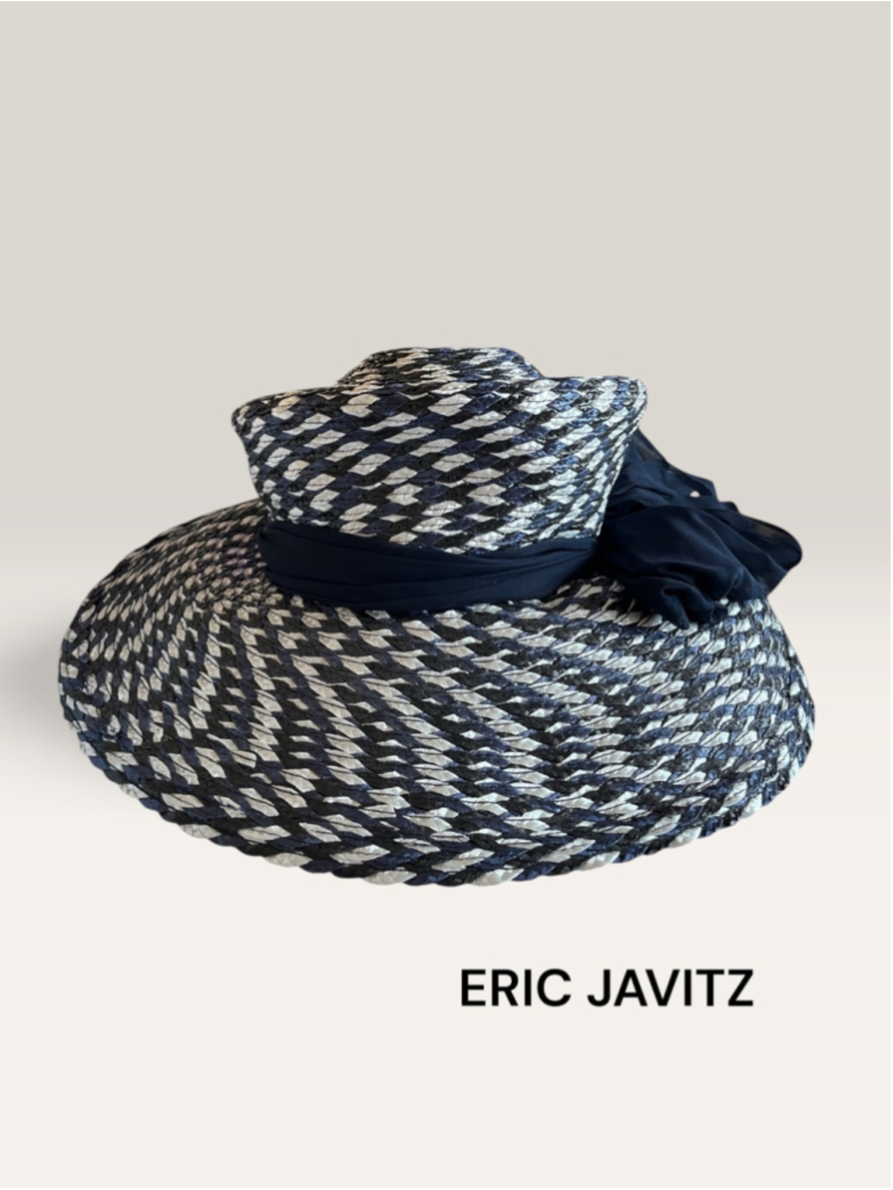 Women's Eric Javits Straw Hat Navy and White
